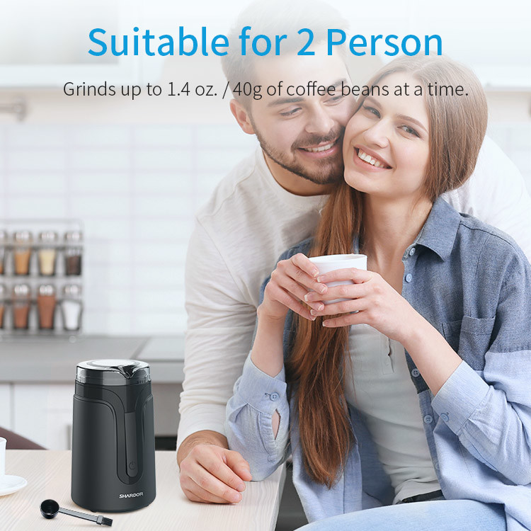 40g Small Automatic Espresso Maker , Mini Spice Bean Matte Black Coffee Grinder
