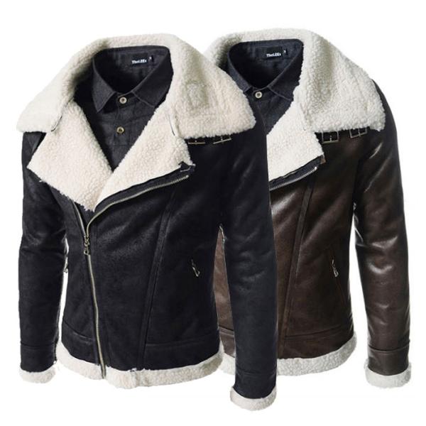 Buy cheap Fashion Winter Sheepskin Lined Leather Jacket , Mens Faux Leather Aviator Jacket from wholesalers