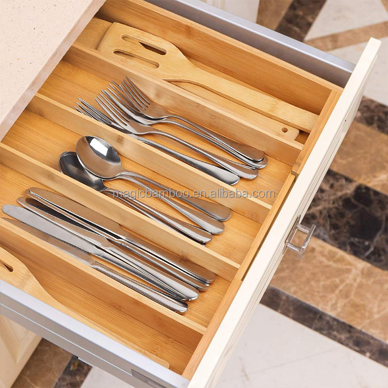 Convenient Bamboo Drawer Organizer for Household Sundries Storage 35.6 x 27.9 x 6.4 cm