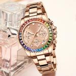 SUS304 Quartz Battery Wristwatches , Sweatproof Ladies Watches With Diamonds
