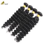 Factory Direct Sale Brazilian Virgin Human Hair 1b Color Deep Wave Hair Bundle