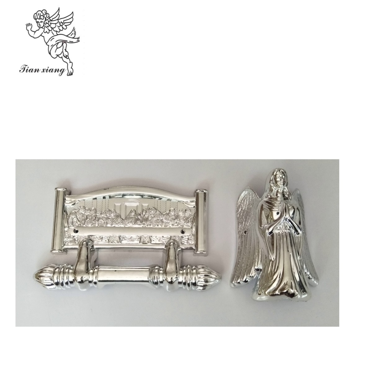 Zinc PP 4pcs Plastic Corner Casket Swing Bar Parts Of A Coffin