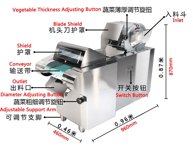 Joyshine Machinery Belt Conveyor Type Lemon Grass Cucumber Potato Cutting Machine