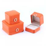Square Orange PU Leather Jewelry Packaging Box for Necklace Bracelet and Wedding