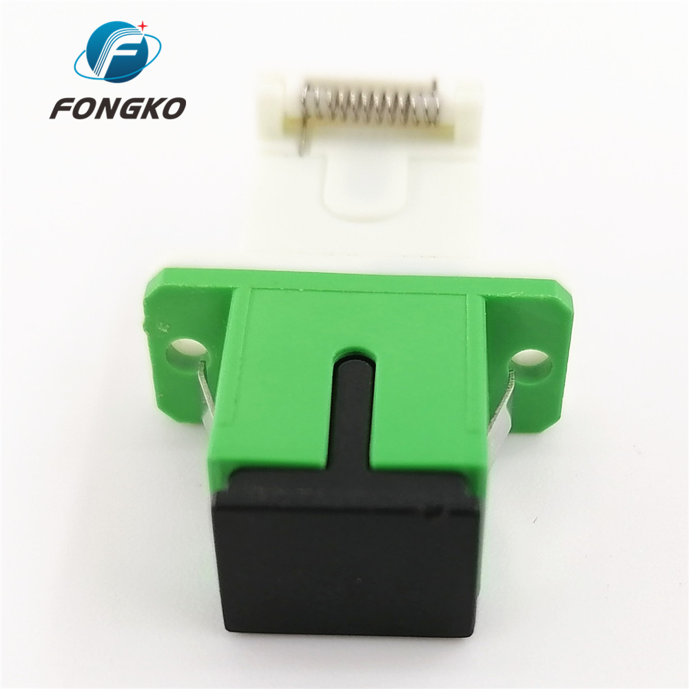 SX White Auto Shutter Green Shell metal shrapnel Adapters with Flange SC/APC Fiber Optic Adapter