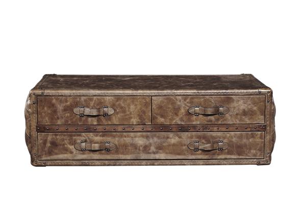Buy cheap Top Genuine Leahter Side Coffee Table 1.35M Length 6 Drawers For Office from wholesalers