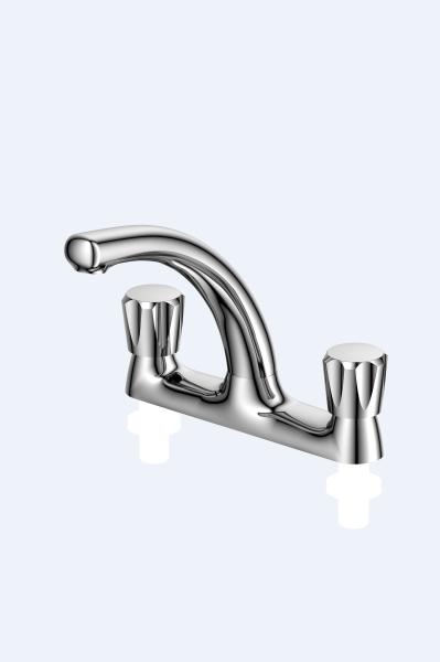 Buy cheap Vintage Chrome Monobloc Basin Taps Three Hole Double Handles Bath Mixer Tap Antique Brass Bathroom Vessel Sink Faucet from wholesalers