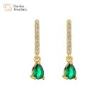 Colored Water Drop Diamond Zircon Crystal Pendant Stud Earrings 18k Gold Plated