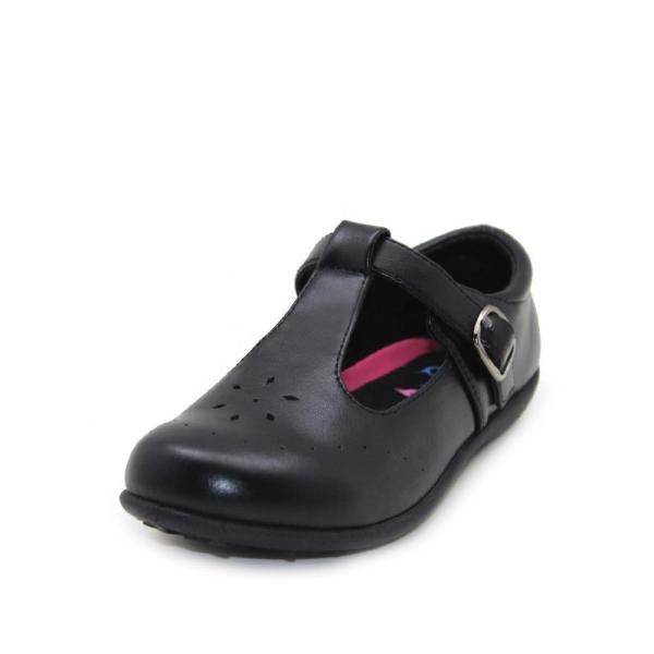 Buy cheap Classic Flush Flower Mary Jane Dress Shoes Girls Black Leather School Shoes from wholesalers