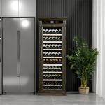 Custom Wine Cooler Furniture Single Zone Brown Wood Drinks Cabinet