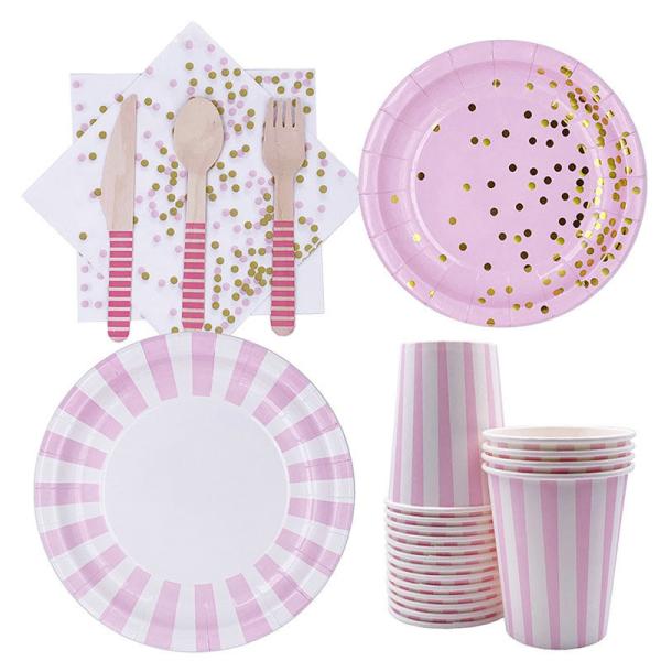 Buy cheap Pink And Gold Girls Elegant Fancy Girls Easter Disposable Party Tableware from wholesalers