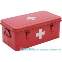Buy cheap First Aid Medicine Box, First Aid Kit Supplies Bin, Metal Medicine Storage Tin, First Aid Empty Box With Safety Lock product