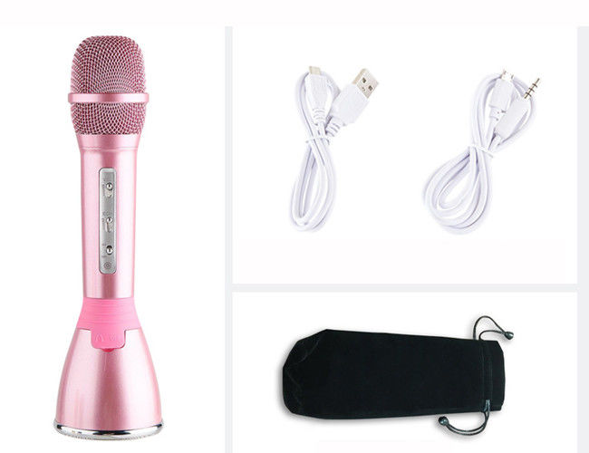 Pink Wireless Bluetooth KTV Microphone For Karaoke Player 1000mAh Battery Capacity