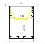 70X75mm Aluminium Led Strip Housing , Recessed Led Light Aluminium Profile