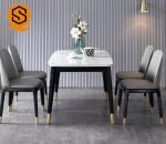 Oilproof Rectangle Restaurant Dining Table Marble Stone Tabletop