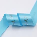Eco-Friendly Custom Satin Ribbon With Silver Foil Logo Printed Logo Branded