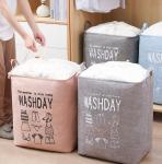 White Kids Baby Cotton Canvas Fabric Storage Bin Dirty Cloth Toys Collecting