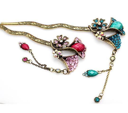 Buy cheap European and American retro hair accessories hair pin hairpin hairpin fringed petals from wholesalers