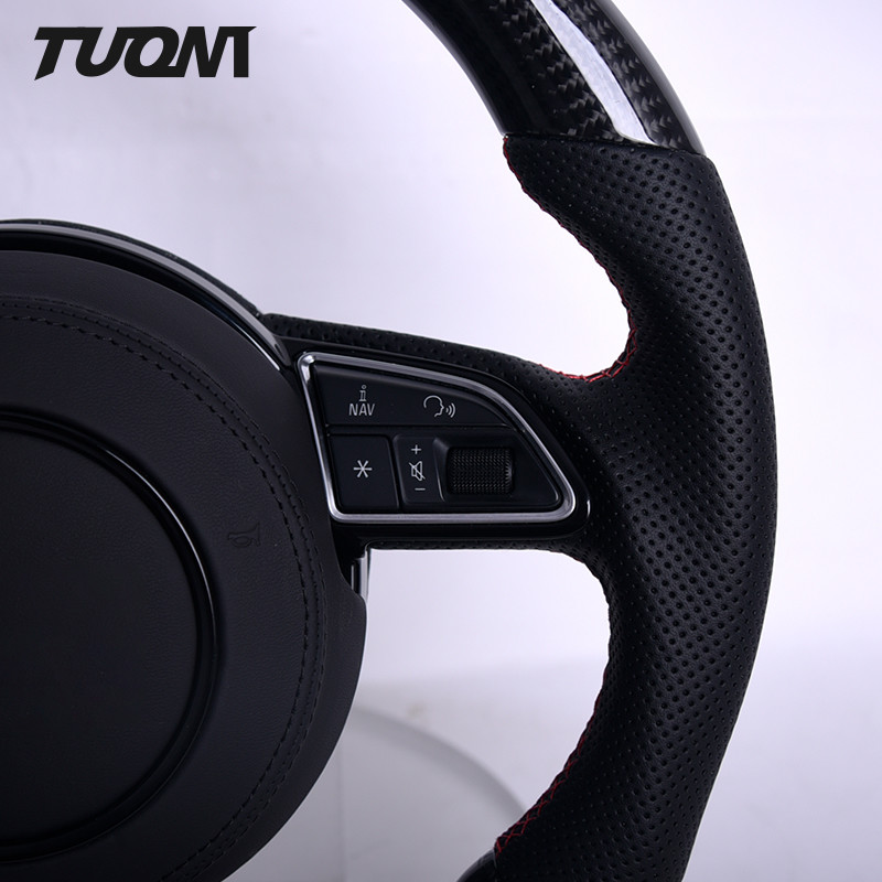Audi 350mm Leather Carbon Fiber Sport Steering Wheel RS3 RS4 RS5 RS6