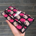 Authentic Stingray Skin Lady Long Trifold Wallet Genuine Leather Women Elephant
