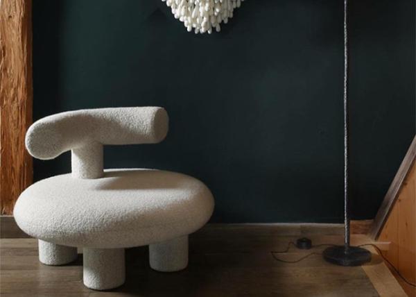 Buy cheap Baby Modern Fabric Dining Chairs Sponge Filled Grey Single Sofa from wholesalers
