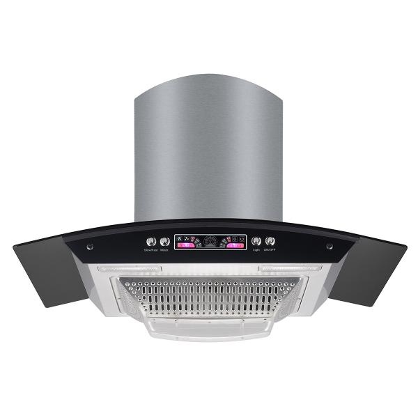 Buy cheap Island Stainless Steel Glass Arc Chimney Hood Wall Mounted Kitchen Range Hood from wholesalers