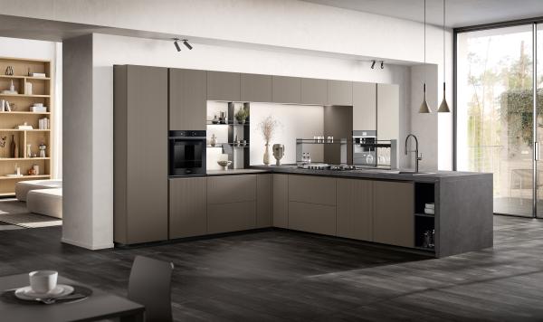 Buy cheap Classic Modern Grey Kitchen Cabinets Customized Fitted Kitchen Cabinet With Bar Table from wholesalers