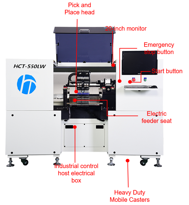 HCT-550LW Pick And Place Machine 10heads LED Lightning Manufacturing Industry