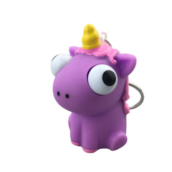 Creative Cartoon PVC Soft Rubber Unicorn Eyes Pop Out Key Chain, Custom Anime