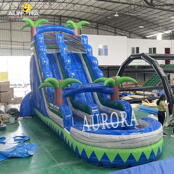 Buy cheap Home Blue Large Inflatable Pool Slide 0.55mm Thick Vinyl Tarpaulin Mateiral from wholesalers