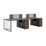 Minimalist Four Person Office Workstation with Wooden Melamine Surface Desk and