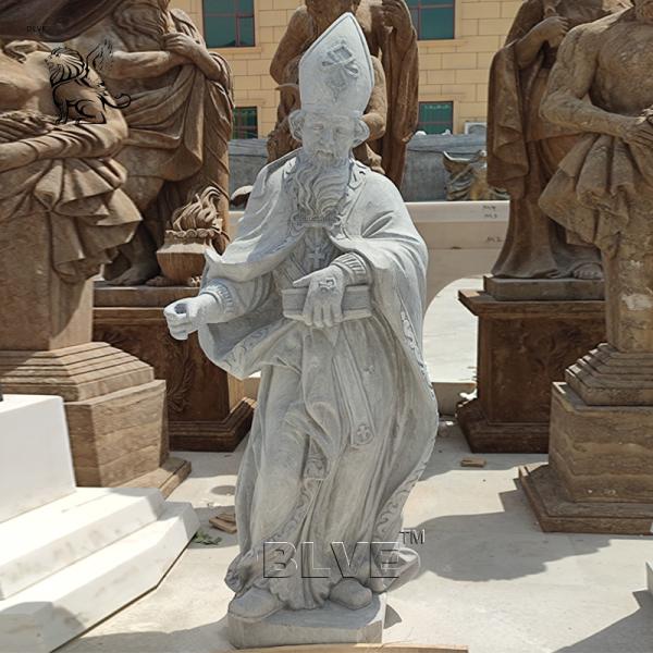 Buy cheap Marble Saint Statue Holding the Bible Natural Stone Granite Religious Saints Sculpture Life Size Antique from wholesalers
