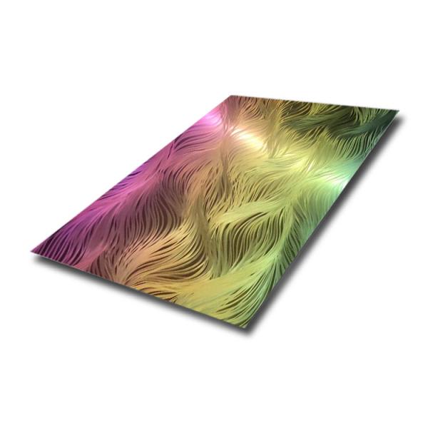 Quality AISI 304 Steel Sheet PVD Rainbow Color polished stainless steel texture 3d decorative wall panels for sale