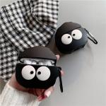 Anti Lost Cute Black Airpod Cases Black Silicone Cartoon Finger Print Proof