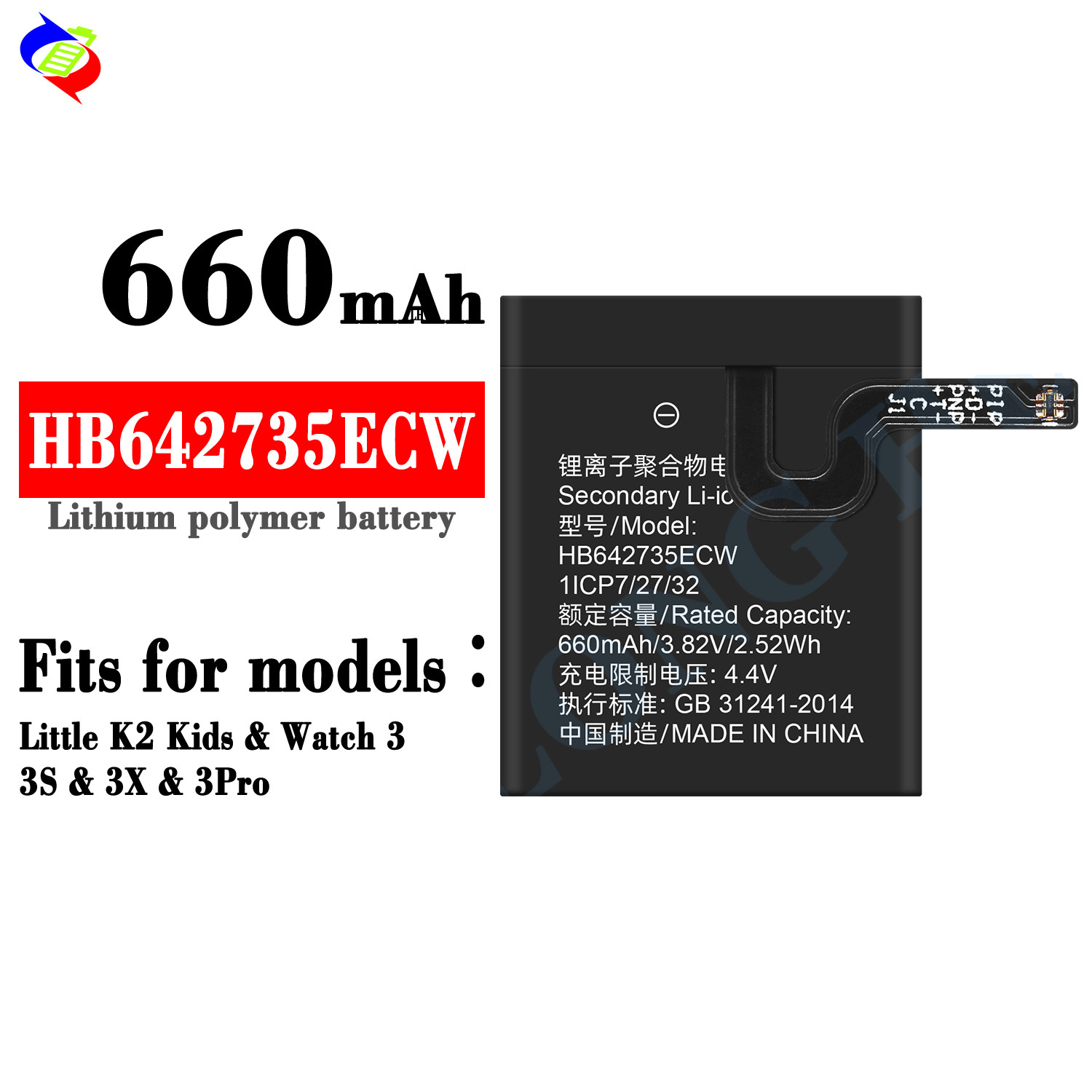 Original Replacement Li-ion Polymer Battery HB642735ECW for Huawei Little K2 Kids Watch 3 3S 3X 3 Pro brand new