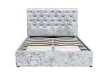 Crushed Silver Velvet Gas Lift Up Storage Bed Soft Bedroom Furniture BSCI
