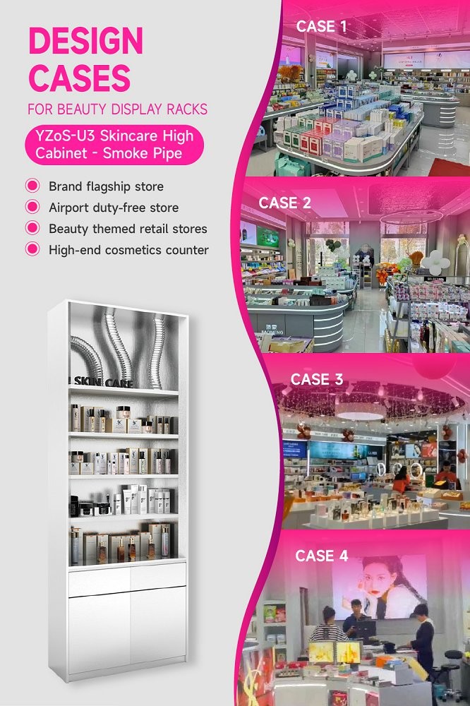 YZoS-U3 Pipe Decor Scene Skincare Display Cabinet with LED Lighting Channels