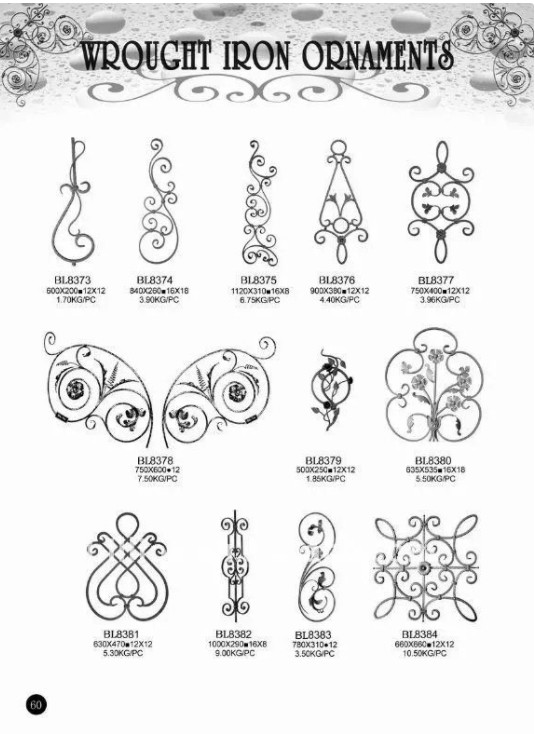 Wrought Cast Iron Ornaments Powder Coating For Stair Railings / Handrails