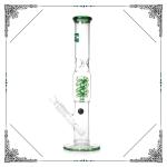 12'' Straight Tube Grace Glass Smoking Water Pipes With Green Helix Perc Bongs