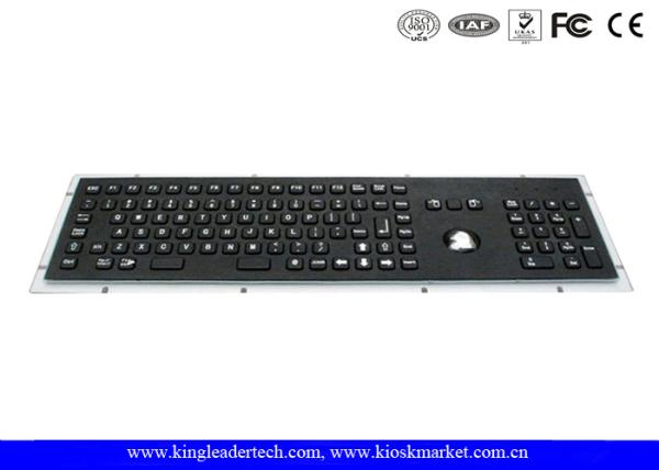 Quality 103 Keys Kiosk Black Metal Keyboard With Trackball For Panel Mount for sale
