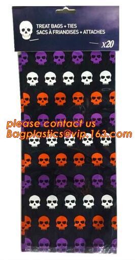 gravure printing halloween party bag, cute design food grade plastic cookie packing,halloween shrink cello treat bags fo