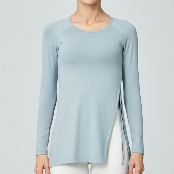 Buy cheap One Side Pleated Women Yoga Tops Long Sleeve Split Sports Breathable from wholesalers