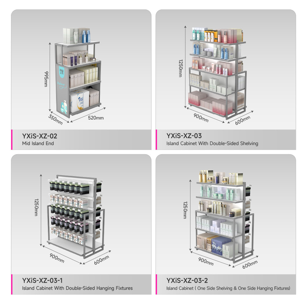 YXiS-X2 Concealed Storage Skincare Display Cabinet with 5mm Gray Acrylic Sheet