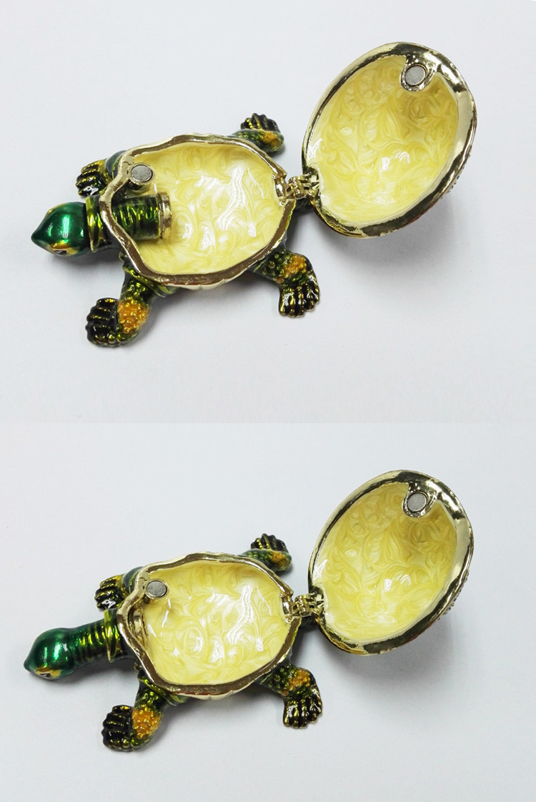 Lucky jeweled trinket boxes green turtle trinket box metal turtle jewelry box