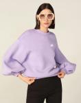 Woman Cotton Mix Cutout 260gsm Oversized Graphic Sweatshirt Casual Stand Collar