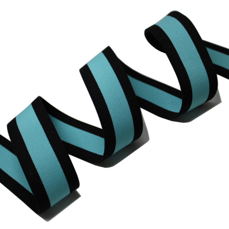 Blue Stripe Nylon Elastic Webbing 30mm Knitted Elastic Band For Drawstring Bag