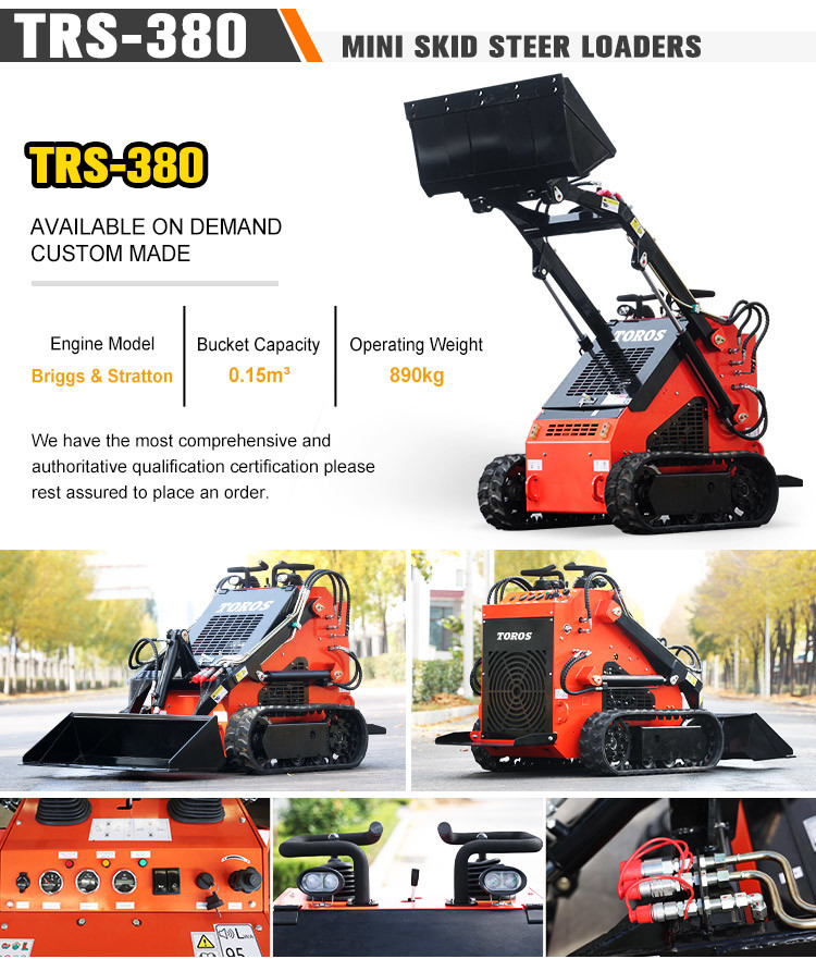 890kg Mini Compact Skid Steer With 0.15m2 Bucket High Strength