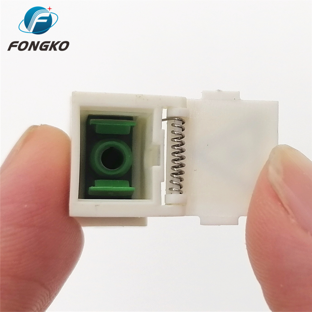 SM SC/APC White Auto Shutterwith metal shrapnel Green Fiber Optic Adapter