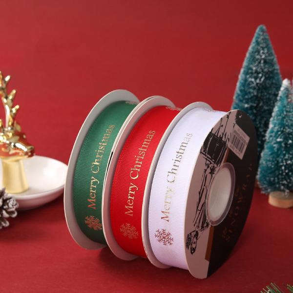 Merry Christmas Gift Packing Christmas Grosgrain Ribbon 2.5cmX50Y 1 Inch