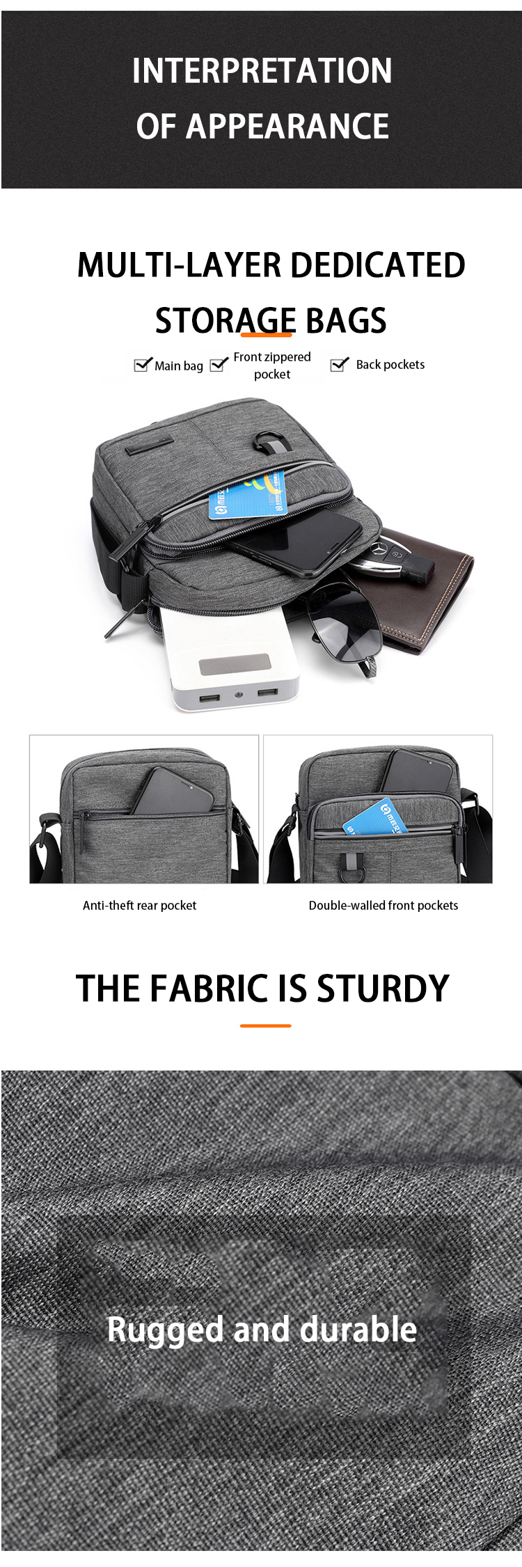 OEM ODM Nylon Mens Designer Shoulder Bags Messenger Bag For Travel Outdoors